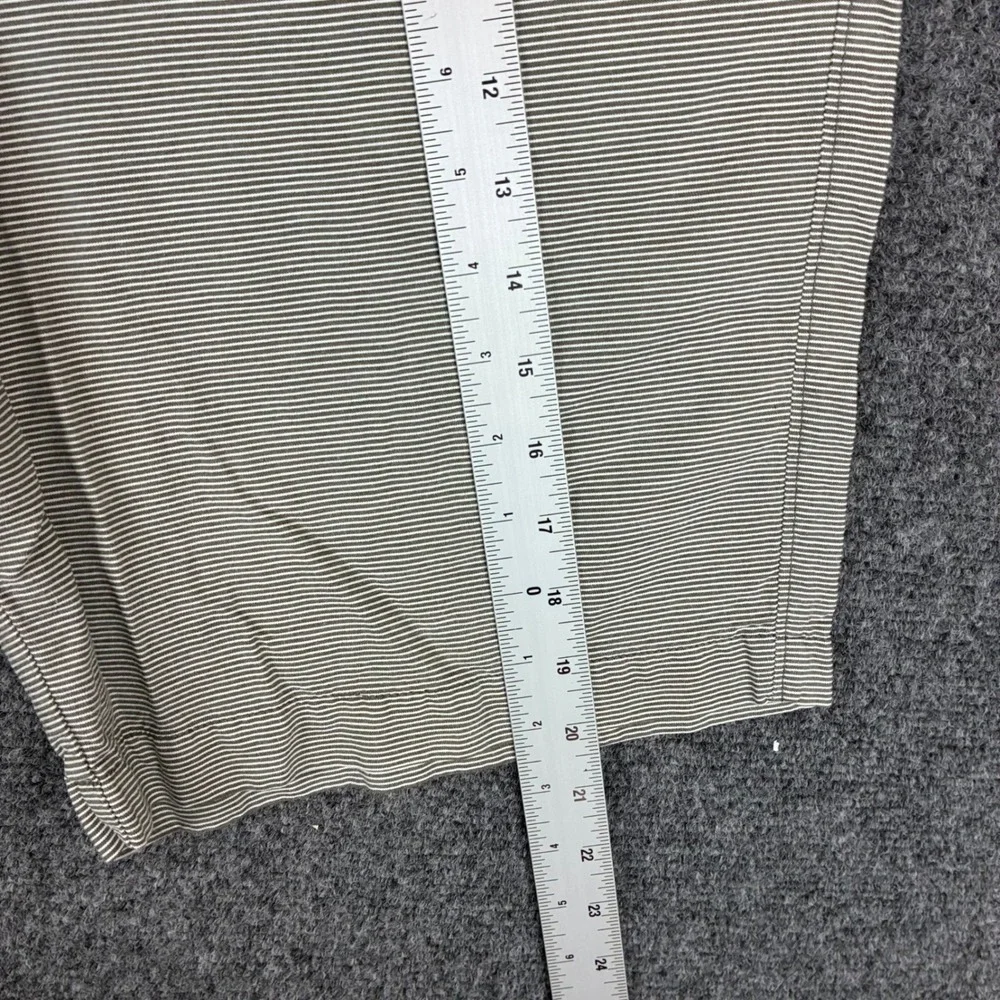 Banana Republic Aiden Slim Fit Mens 35 Chino Shorts Cotton Striped Olive White